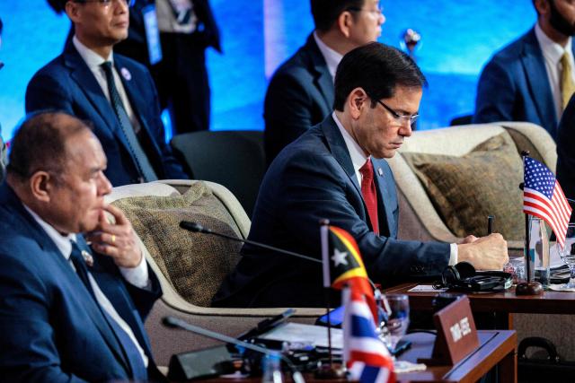 US Secretary of State Marco Rubio attends the 33rd ASEAN Regional Forum (ARF), part of the Southeast Asian Nations (ASEAN) Foreign Ministers' Meeting  in Pasay, Metro Manila on July 23, 2026. (Photo by Ezra Acayan / POOL / AFP)