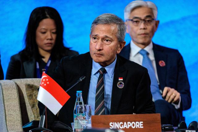 Singapore Foreign Minister Vivian Balakrishnan attends the 33rd ASEAN Regional Forum (ARF), part of the Association of Southeast Asian Nations (ASEAN) Foreign Ministers Meeting in Pasay, Metro Manila on July 23, 2026. (Photo by Ezra Acayan / POOL / AFP)