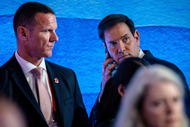 US Secretary of State Marco Rubio makes a phone call as he arrives for the 33rd ASEAN Regional Forum (ARF), part of the Association of Southeast Asian Nations (ASEAN) Foreign Ministers Meeting in Pasay, Metro Manila on July 23, 2026. (Photo by Ezra Acayan / POOL / AFP)