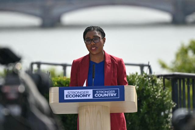 Britain's main opposition Conservative Party leader Kemi Badenoch delivers a speech at IET (Institute of Engineering and Technology) in London on July 23, 2026. (Photo by JUSTIN TALLIS / AFP)
