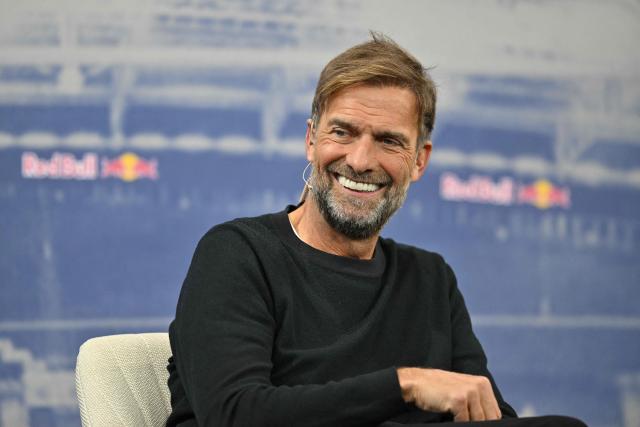 (FILES) Jurgen Klopp, Red Bull's then new "Global Head of Soccer" is interviewed at a press presentation in Salzburg, Austria on January 14, 2025. Jurgen Klopp is widely expected to formally take over as the new head coach of the German men's national football team, with the German Football Association (DFB) calling a press conference for July 24, 2026. Klopp, famed for his success during stints as coach at Borussia Dortmund and especially Liverpool, has been in talks with the DFB about trying to lead Germany -- long a football powerhouse -- back to prominence. (Photo by KERSTIN JOENSSON / AFP)