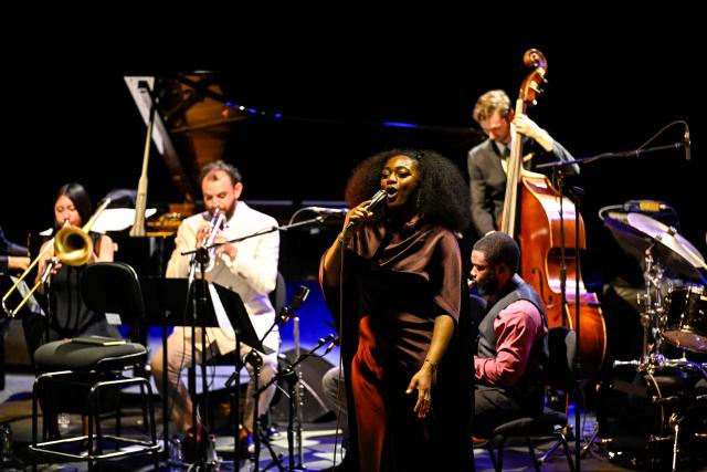 US singer Samara Joy performs on stage during the 61st Jazzaldia music festival in the Spanish Basque city of San Sebastian on July 23, 2026. (Photo by ANDER GILLENEA / AFP)
