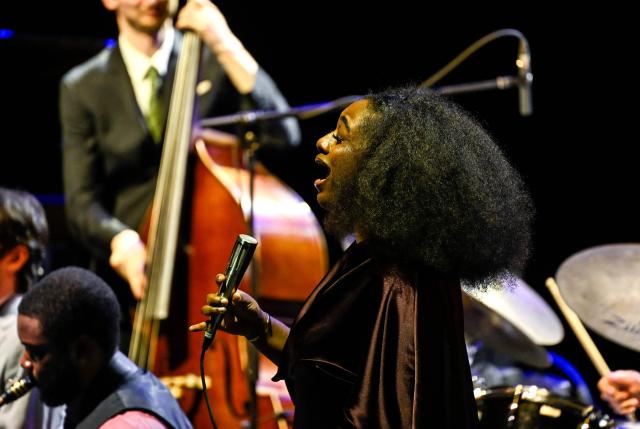 US singer Samara Joy performs on stage during the 61st Jazzaldia music festival in the Spanish Basque city of San Sebastian on July 23, 2026. (Photo by ANDER GILLENEA / AFP)