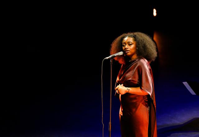 US singer Samara Joy performs on stage during the 61st Jazzaldia music festival in the Spanish Basque city of San Sebastian on July 23, 2026. (Photo by ANDER GILLENEA / AFP)