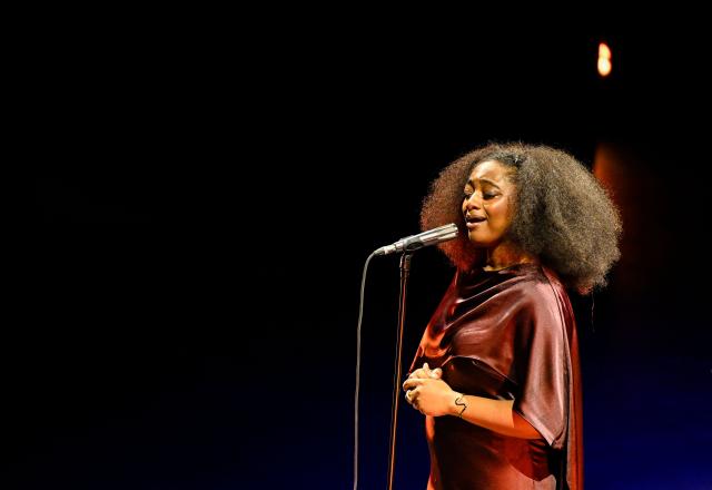 US singer Samara Joy performs on stage during the 61st Jazzaldia music festival in the Spanish Basque city of San Sebastian on July 23, 2026. (Photo by ANDER GILLENEA / AFP)