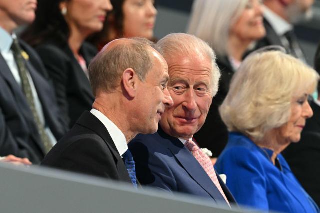 Britain's Prince Edward, Duke of Edinburgh and Britain's King Charles III (R) look on during the opening ceremony of the 23rd Commonwealth Games at the OVO Arena in Glasgow, Scotland, on July 23, 2026. (Photo by Oli SCARFF / AFP)