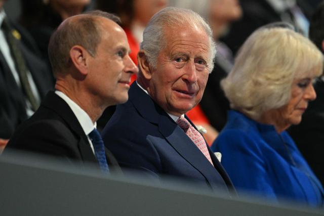Britain's Prince Edward, Duke of Edinburgh and Britain's King Charles III (R) look on during the opening ceremony of the 23rd Commonwealth Games at the OVO Arena in Glasgow, Scotland, on July 23, 2026. (Photo by Oli SCARFF / AFP)
