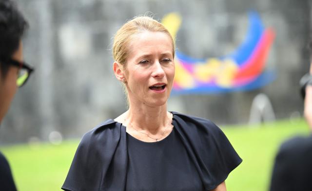 European Union (EU) Vice President Kaja Kallas gestures during an interview with the media on the sidelines of the Association of Southeast Asian Nations (ASEAN) Foreign Ministers' Meeting in Pasay, Metro Manila on July 24, 2026. (Photo by Ted ALJIBE / AFP)