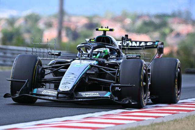Mercedes' Italian driver Kimi Antonelli drives during the first practice session at the Hungaroring racetrack in Mogyorod near Budapest, Hungary, on July 24, 2026 ahead of the Formula One Hungarian Grand Prix. (Photo by Attila KISBENEDEK / AFP)