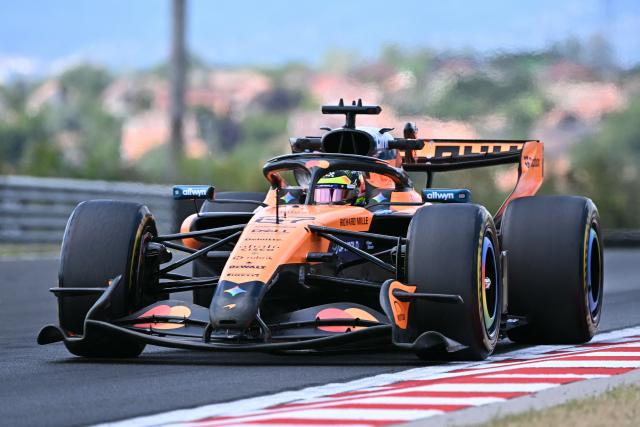 McLaren's Australian driver Oscar Piastri drives during the first practice session at the Hungaroring racetrack in Mogyorod near Budapest, Hungary, on July 24, 2026 ahead of the Formula One Hungarian Grand Prix. (Photo by Attila KISBENEDEK / AFP)