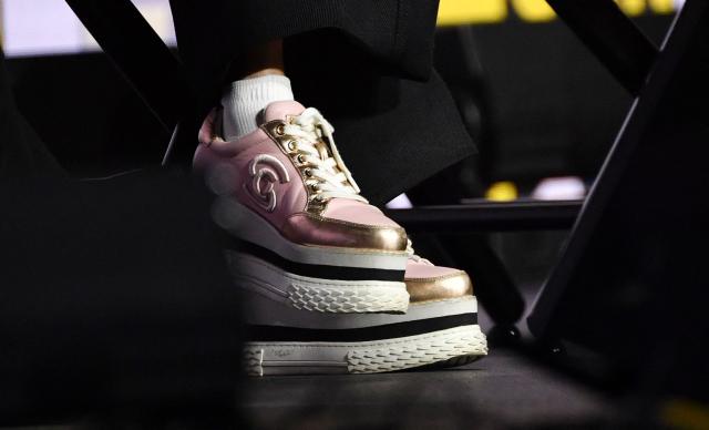 Malaysian actress Michelle Yeoh (detail shoes) attends Prime Video’s “Blade Runner 2099” panel during Comic Con International in San Diego on July 24, 2026. (Photo by Chris DELMAS / AFP)