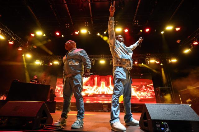 US Busta Rhymes (R) performs on stage during the 78th edition of the Nice Jazz Festival in Nice, south-eastern France on July 24, 2026. (Photo by Valery HACHE / AFP)
