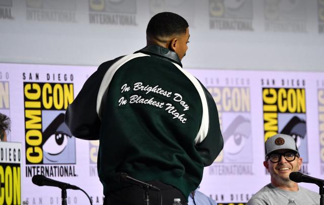 British actor Aaron Pierre shows his Lanterns jacket as he attends HBO’s “Lanterns” panel during Comic Con International in San Diego on July 24, 2026. (Photo by Chris DELMAS / AFP)
