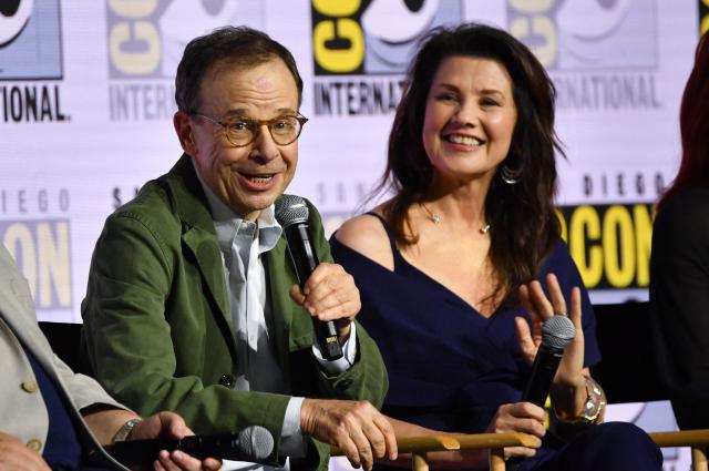 Canadian actor Rick Moranis and US actress Daphne Zuniga attend “Spaceballs: The New One” panel during Comic Con International in San Diego on July 24, 2026. (Photo by Chris DELMAS / AFP)