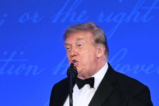 US President Donald Trump speaks during the 2026 White House Correspondents' Association (WHCA) Dinner at the Waldorf Astoria in Washington, DC, on July 24, 2026. The 2026 WHCA Dinner was originally scheduled for April 25 at the Washington Hilton, but was rescheduled and relocated after an alleged gunman breached security. (Photo by Mandel NGAN / AFP)