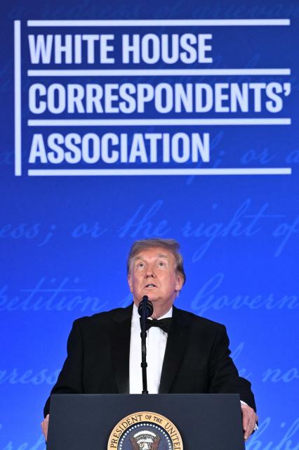 US President Donald Trump speaks during the 2026 White House Correspondents' Association (WHCA) Dinner at the Waldorf Astoria in Washington, DC, on July 24, 2026. The 2026 WHCA Dinner was originally scheduled for April 25 at the Washington Hilton, but was rescheduled and relocated after an alleged gunman breached security. (Photo by Mandel NGAN / AFP)