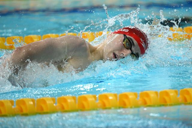 England's William Ellard swims to break the games record in the Men's 200m S14 Freestyle heats during the swimming event at the Tollcross International Swimming Centre in Glasgow, on day two of the Commonwealth Games in Glasgow, Scotland, on July 25, 2026. (Photo by Oli SCARFF / AFP)