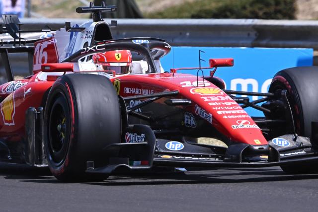Ferrari's Monegasque driver Charles Leclerc drives during the third practice session at the Hungaroring racetrack in Mogyorod near Budapest, Hungary, on July 25, 2026 ahead of the Formula One Hungarian Grand Prix. (Photo by Attila KISBENEDEK / AFP)