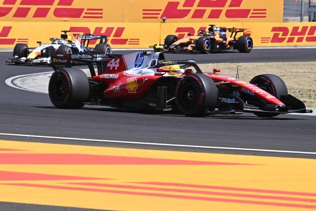 Ferrari's British driver Lewis Hamilton drives during the third practice session at the Hungaroring racetrack in Mogyorod near Budapest, Hungary, on July 25, 2026 ahead of the Formula One Hungarian Grand Prix. (Photo by Attila KISBENEDEK / AFP)