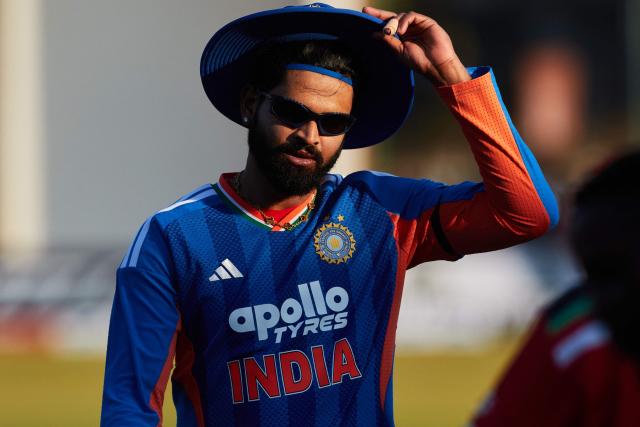 India captain Shreyas Iyer leads his team off the field after their victory during the second Twenty20 international cricket match between Zimbabwe and India at Harare Sports Club in Harare, on July 25, 2026. (Photo by Jekesai NJIKIZANA / AFP)