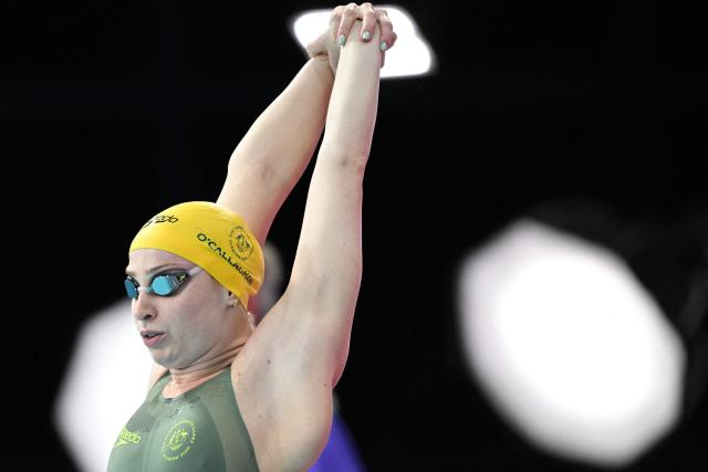 Australia's Mollie O'Callaghan prepares to compete in the Women's 200m Freestyle Final during the swimming event at the Tollcross International Swimming Centre in Glasgow, on day two of the Commonwealth Games in Glasgow, Scotland, on July 25, 2026. (Photo by Oli SCARFF / AFP)