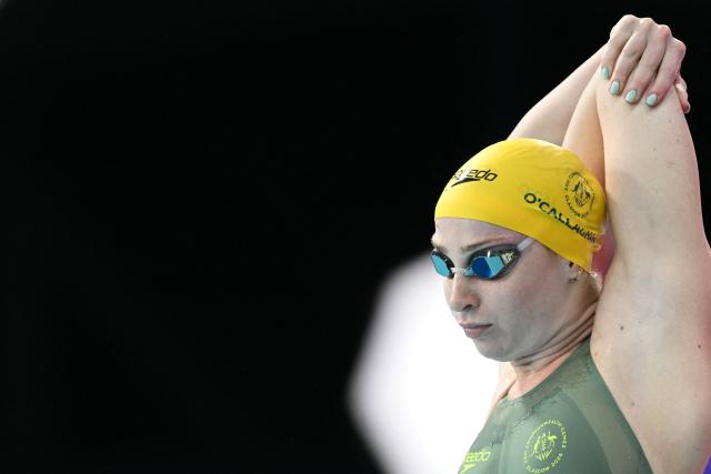 Australia's Mollie O'Callaghan prepares to compete in the Women's 200m Freestyle Final during the swimming event at the Tollcross International Swimming Centre in Glasgow, on day two of the Commonwealth Games in Glasgow, Scotland, on July 25, 2026. (Photo by Oli SCARFF / AFP)
