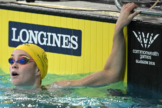 Australia's Alex Perkins wins the Women's 50m Butterfly Final during the swimming event at the Tollcross International Swimming Centre in Glasgow, on day two of the Commonwealth Games in Glasgow, Scotland, on July 25, 2026. (Photo by Oli SCARFF / AFP)