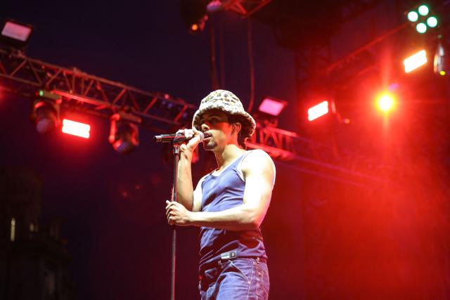 US singer Gabriel Jacoby performs on stage during the 78th edition of the Nice Jazz Festival in Nice, south-eastern France on July 25, 2026. (Photo by Valery HACHE / AFP)
