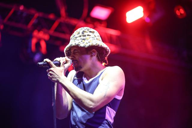 US singer Gabriel Jacoby performs on stage during the 78th edition of the Nice Jazz Festival in Nice, south-eastern France on July 25, 2026. (Photo by Valery HACHE / AFP)