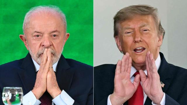 (COMBO) This combination of pictures created on July 25, 2026 shows Brazil's President Luiz Inacio Lula da Silva (L) during a meeting of the Council for Sustainable Economic and Social Development at the Itamaraty Palace in Brasilia on June 10, 2026; and US President Donald Trump greeting Prime Minister of Iraq Ali al-Zaidi outside the West wing of the White House in Washington, DC, on July 14, 2026. Brazil denied visas to two US officials who had planned to meet with electoral authorities less than three months before the presidential elections due to a “risk of political instrumentalization,” a Brazilian diplomatic source told AFP on July 25, 2026. (Photo by Evaristo Sa and SAUL LOEB / AFP)