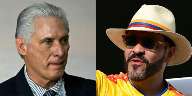 (COMBO) This combination of pictures created on July 27, 2026 shows Cuba's President and First Secretary Miguel Diaz-Canel (L) before a family photo during the BRICS summit in Rio de Janeiro, Brazil, on July 7, 2025, and Colombia's presidential candidate for the Defensores de la Patria movement, Abelardo de la Espriella, at a polling station during the presidential election runoff in Barranquilla, Colombia, on June 21, 2026. Colombia's hard-right president-elect Abelardo de la Espriella vowed on July 26, 2026 to break off diplomatic relations with Cuba and Nicaragua when he takes office on August 7. (Photo by Mauro PIMENTEL and Jaime SALDARRIAGA / AFP)