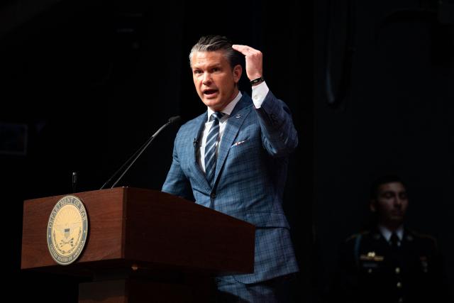 US Secretary of Defense Pete Hegseth speaks during a Mexican Border Defense Medal Ceremony at the Pentagon in Washington, DC, on July 27, 2026. (Photo by Annabelle GORDON / AFP)