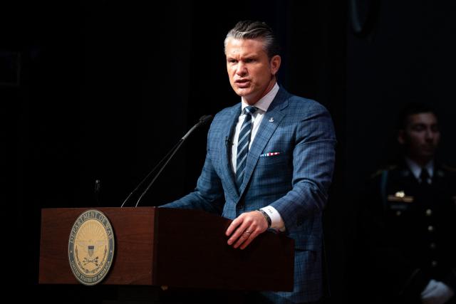 US Secretary of Defense Pete Hegseth speaks during a Mexican Border Defense Medal Ceremony at the Pentagon in Washington, DC, on July 27, 2026. (Photo by Annabelle GORDON / AFP)