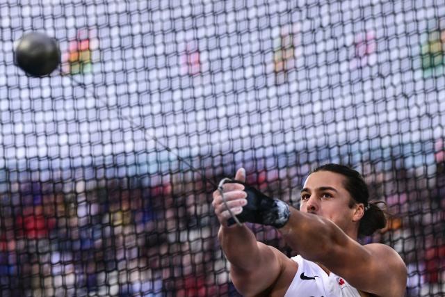 Canada's Rowan Hamilton  competes in the men's hammer throw final during the athletics event at the Scotstoun Stadium in Glasgow, on day four of the Commonwealth Games in Glasgow, Scotland, on July 27, 2026. (Photo by Ben STANSALL / AFP)