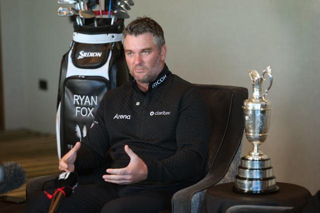 New Zealand golfer Ryan Fox speaks during a press conference with the Open Championship Claret Jug trophy in Auckland on July 28, 2026. Fox returned to New Zealand for a public celebration at Takutai Square in Auckland after winning the (British) Open Championship at the Royal Birkdale golf course in England on July 19. (Photo by Ben STRANG / AFP)