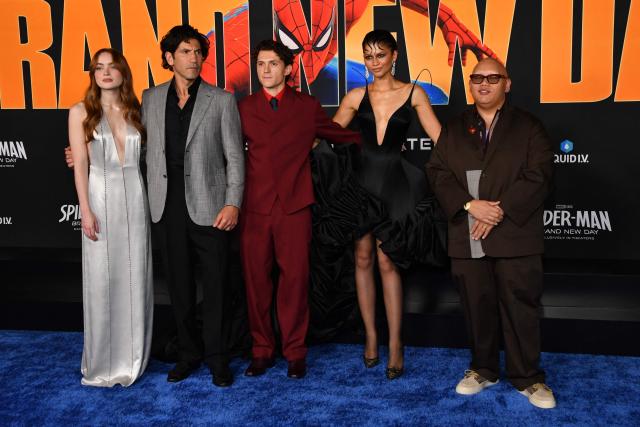 (L-R) US actress Sadie Sink, US actor Jon Bernthal, British actor Tom Holland, US actress, singer Zendaya and US actor Jacob Batalon attend the premiere of Columbia Pictures' "Spider-Man: Brand New Day" at the Dolby Theatre in Hollywood, California, on July 27, 2026. (Photo by Chris DELMAS / AFP)