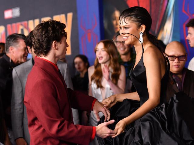 British actor Tom Holland and US actress, singer Zendaya attend the premiere of Columbia Pictures' "Spider-Man: Brand New Day" at the Dolby Theatre in Hollywood, California, on July 27, 2026. (Photo by Chris Delmas / AFP)