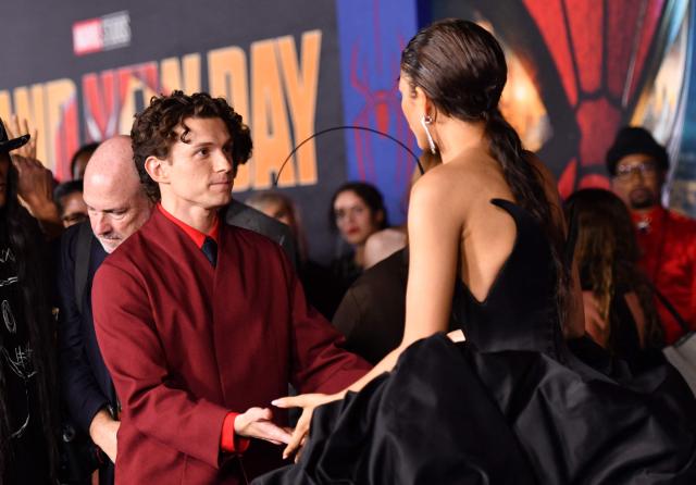 British actor Tom Holland and US actress, singer Zendaya attend the premiere of Columbia Pictures' "Spider-Man: Brand New Day" at the Dolby Theatre in Hollywood, California, on July 27, 2026. (Photo by Chris Delmas / AFP)
