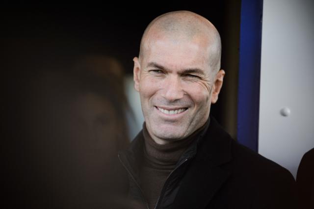 (FILES) French football coach and former footballer Zinedine Zidane attends the inauguration of a digital health center in La Castellane neighbourhood in Marseille, southern France, on February 11, 2022. The French Football Federation (FFF) will hold a news conference on July 28 to unveil the next coach of the national team, the governing body said. Zinedine Zidane, although not named in the FFF statement, is the overwhelming favourite to succeed Didier Deschamps as France head coach. (Photo by CLEMENT MAHOUDEAU / AFP)