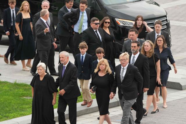 Family members of the late US Senator Lindsey Graham arrive for a Congressional tribute for Graham at the US Capitol in Washington, DC, on July 28, 2026. Graham, a South Carolina Republican and key Trump ally who was elected to the Senate four times, died at age 71 on July 11. (Photo by Mark Schiefelbein / POOL / AFP)