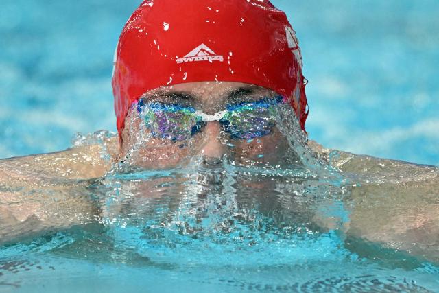 Jersey's Filip Nowacki swims to win the Men's 200m Breaststroke Final at the swimming event at the Tollcross International Swimming Centre in Glasgow, on day five of the Commonwealth Games in Glasgow, Scotland, on July 28, 2026. (Photo by Oli SCARFF / AFP)