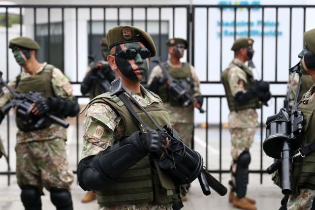 Members of the Armed Forces prepare to take part in a military parade to celebrate Peru's National Holidays, in Lima on July 29, 2026. Peru's conservative President Keiko Fujimori, who took office on July 28, 2026, will attend the event. (Photo by Connie FRANCE / AFP)