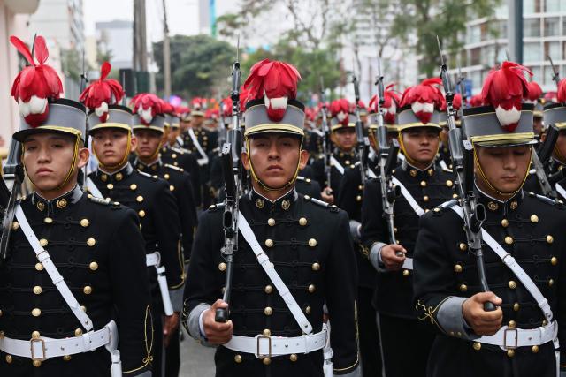 Members of the Armed Forces prepare to take part in a military parade to celebrate Peru's National Holidays, in Lima on July 29, 2026. Peru's conservative President Keiko Fujimori, who took office on July 28, 2026, will attend the event. (Photo by Connie FRANCE / AFP)