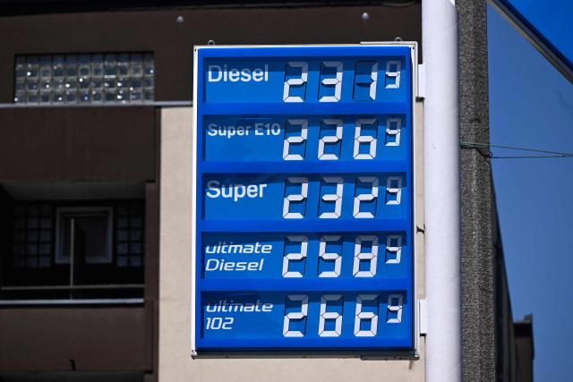 A digital display shows the price of petrol at a Aral petrol station in Dortmund on July 29, 2026. After Germany's temporary fuel tax cut officially expired on June 30, 2026, and with a resumption of hostilities between Iran and the US leading to a renewed closure of the straight of Hormuz, gasoline prices in Germany have reached record highs. (Photo by Ina FASSBENDER / AFP)