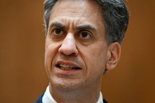 British Foreign Secretary Ed Miliband speaks as he meets his Spanish counterpart at the Palacio de Viana in Madrid on July 29, 2026.  (Photo by Leon Neal / POOL / AFP)