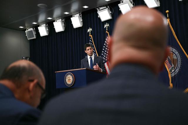 Chair of the Federal Reserve Kevin Warsh speaks during a news conference at the William McChesney Martin Jr. Federal Reserve Board Building in Washington, DC, on July 29, 2026. The US Federal Reserve on Wednesday held interest rates in the world's largest economy steady, with three of 12 policymakers dissenting from the majority decision and calling for a quarter percentage point rate hike. The Fed held rates at 3.50-3.75 percent for the fifth straight meeting, with language describing inflation, unemployment and economic activity unchanged from its last rate decision. It described inflation as "elevated." (Photo by Brendan SMIALOWSKI / AFP)
