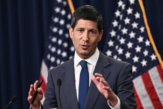Chair of the Federal Reserve Kevin Warsh speaks during a news conference at the William McChesney Martin Jr. Federal Reserve Board Building in Washington, DC, on July 29, 2026. The US Federal Reserve on Wednesday held interest rates in the world's largest economy steady, with three of 12 policymakers dissenting from the majority decision and calling for a quarter percentage point rate hike. The Fed held rates at 3.50-3.75 percent for the fifth straight meeting, with language describing inflation, unemployment and economic activity unchanged from its last rate decision. It described inflation as "elevated." (Photo by Brendan SMIALOWSKI / AFP)