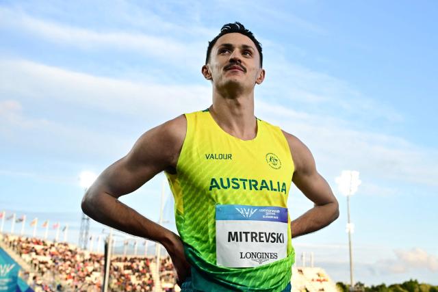 Australia's Christopher Mitrevski competes in the men's long jump final during the athletics event at the Scotstoun Stadium in Glasgow, on day six of the Commonwealth Games in Glasgow, Scotland, on July 29, 2026. (Photo by Ben STANSALL / AFP)