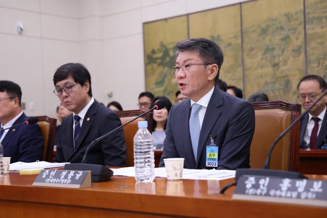 Former KFA President Chung Mong-gyu attends the hearing on the Korea Football Association (KFA) over a controversy surrounding its management at the National Assembly in Seoul on July 30, 2026. Hong, a former national team defender, resigned on July 26, after South Korea finished the World Cup 2026 group stage with one win and two losses, dashing hopes of a deep run led by captain Son Heung-min. (Photo by Chung Sung-Jun / POOL / AFP)