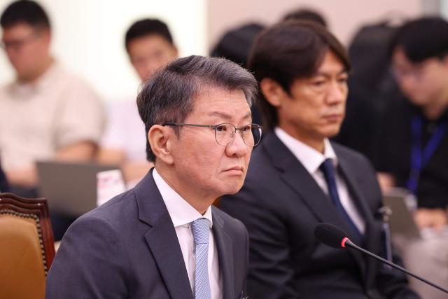 Former KFA President Chung Mong-gyu attends the hearing on the Korea Football Association (KFA) over a controversy surrounding its management at the National Assembly in Seoul on July 30, 2026. Hong, a former national team defender, resigned on July 26, after South Korea finished the World Cup 2026 group stage with one win and two losses, dashing hopes of a deep run led by captain Son Heung-min. (Photo by Chung Sung-Jun / POOL / AFP)